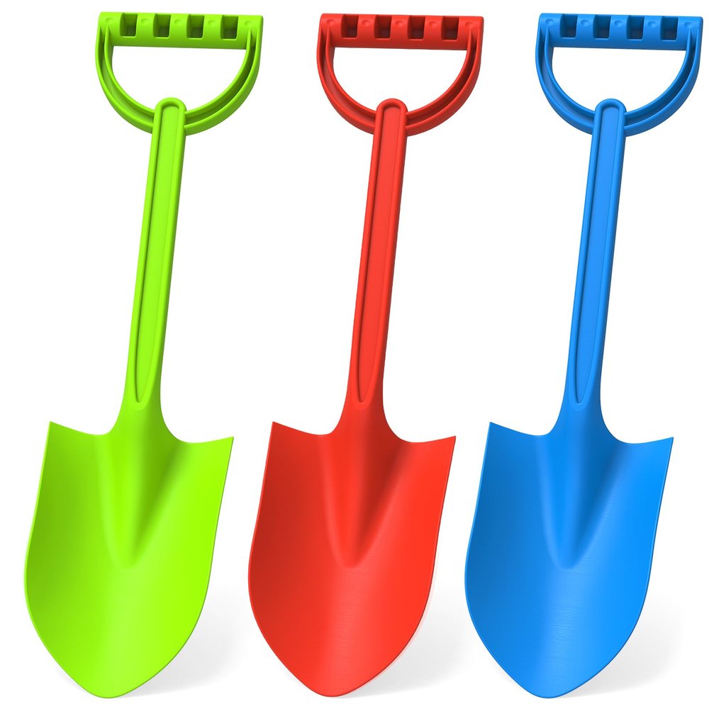 16" Beach Shovel Spade Scoop Sandbox Toy, Heavy Duty Shovel Garden Digging Sand Toy for Adults, Water Pool Bathtub Toy for Kid 4-8 8-12 Gift, Summer Vacation Camping Travel Essential - Blue Red Green