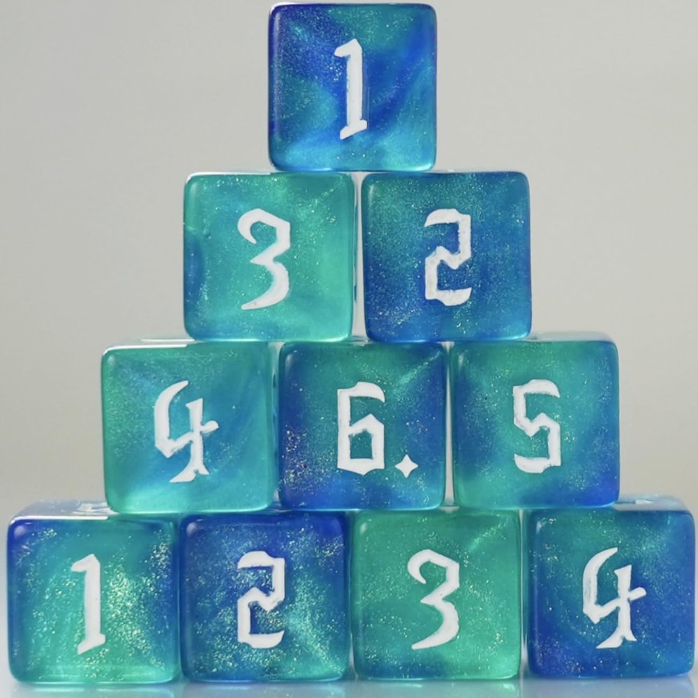 10 PC D6 dice 16mm Acrylic Dice Set for RPG MTG DND Dice Table Games and Board Games (Cyan+Blue)