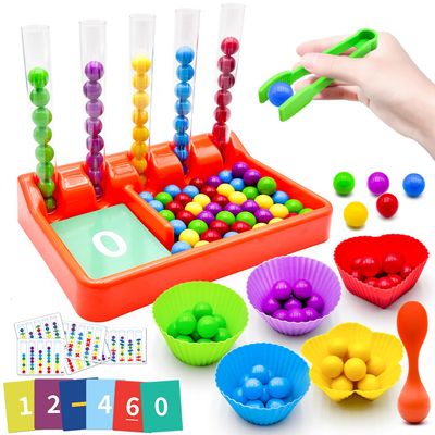 Bmcndq Counting and Color Sorting Toys for Toddlers, Number Crunching Clip Bead Matching, Educational Montessori Toys for Kids 3 4 5 6 7 Year Old, Preschool Learning Toys, Fine Motor Skills