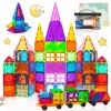 BEBOAN Magnetic Tiles with Storage Bag - 100 Pcs Magnet Buliding Toys for Kids Toddlers 3-5/4-8, STEM Preschool Toys Magnetic Blocks Sets view 1