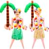 2 Set Hawaiian Inflatable Tree Blow up Doll Set with Hawaiian Lei and Grass Skirt Blow up Palm Tree for Hawaiian Beach Pool Bachelorette Party Halloween Party Props Gags Game, 2 Style view 1