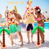 2 Set Hawaiian Inflatable Tree Blow up Doll Set with Hawaiian Lei and Grass Skirt Blow up Palm Tree for Hawaiian Beach Pool Bachelorette Party Halloween Party Props Gags Game, 2 Style view 3