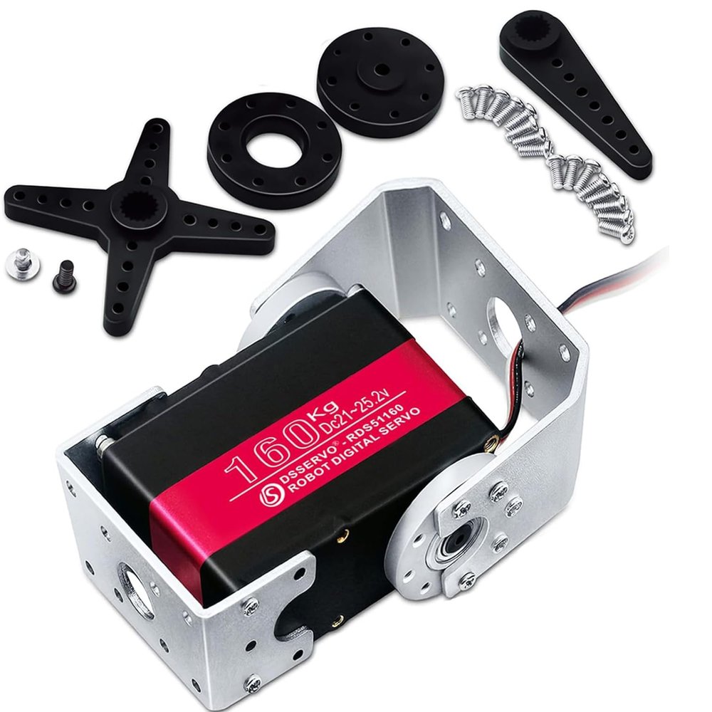 160KG Robot Servo Motor 24V High Torque Steel Gear Digital Steering Servo for RC Vehicles, Robotic Arms, Humanoids, and More with Mount Brackets (270)