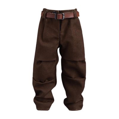1/12 Scale Male Action Figure Harem Pants & Belt Set, Western Streetwear Design, Deep Brown Joggers for Collectors, Miniature Doll Clothing, - Loose Fit