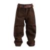 1/12 Scale Male Action Figure Harem Pants & Belt Set, Western Streetwear Design, Deep Brown Joggers for Collectors, Miniature Doll Clothing, - Loose Fit view 1