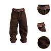 1/12 Scale Male Action Figure Harem Pants & Belt Set, Western Streetwear Design, Deep Brown Joggers for Collectors, Miniature Doll Clothing, - Loose Fit view 4