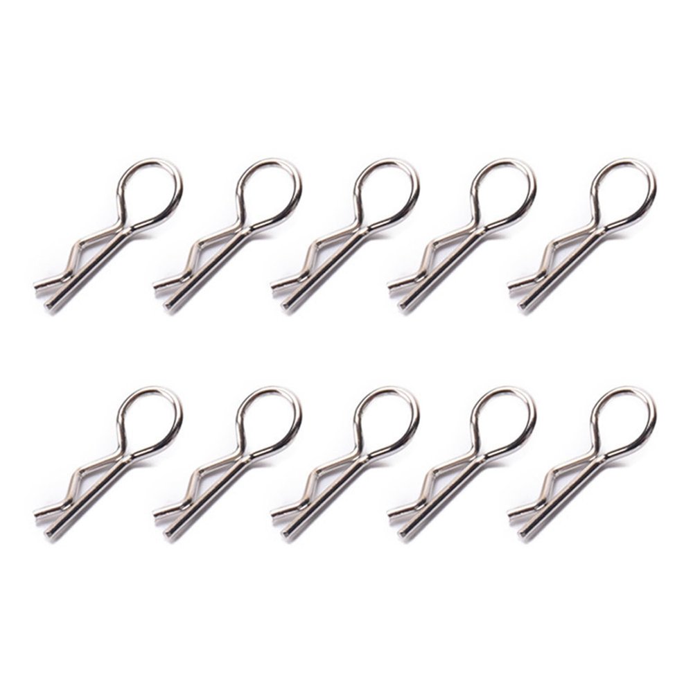 Kangnice 10pcs R-Shaped Metal Body Clips for 1/10 1/8 Model Car Stainless Steel Pins for RCS Model Car Simple Fixing