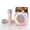 TANALAZ Karaoke Machine 2 Microphones for Home Party with Phone Holder, Wireless Portable Bluetooth Speaker with Dynamic Lights for Kids Adults Mini Voice Changer Mic Speaker Set view 1