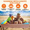 45.3" Outdoor Sandbox for Kids with Retractable Canopy, Wooden Sand Box with Lid and Cover, Adjustable Sunshade, Large Sand Pit for Toddlers & Kids Ages 3-10 (Colorful Wood) view 3
