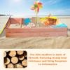 45.3" Outdoor Sandbox for Kids with Retractable Canopy, Wooden Sand Box with Lid and Cover, Adjustable Sunshade, Large Sand Pit for Toddlers & Kids Ages 3-10 (Colorful Wood) view 4