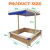 45.3" Outdoor Sandbox for Kids with Retractable Canopy, Wooden Sand Box with Lid and Cover, Adjustable Sunshade, Large Sand Pit for Toddlers & Kids Ages 3-10 (Nature Wood) view 2