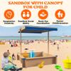 45.3" Outdoor Sandbox for Kids with Retractable Canopy, Wooden Sand Box with Lid and Cover, Adjustable Sunshade, Large Sand Pit for Toddlers & Kids Ages 3-10 (Nature Wood) view 3
