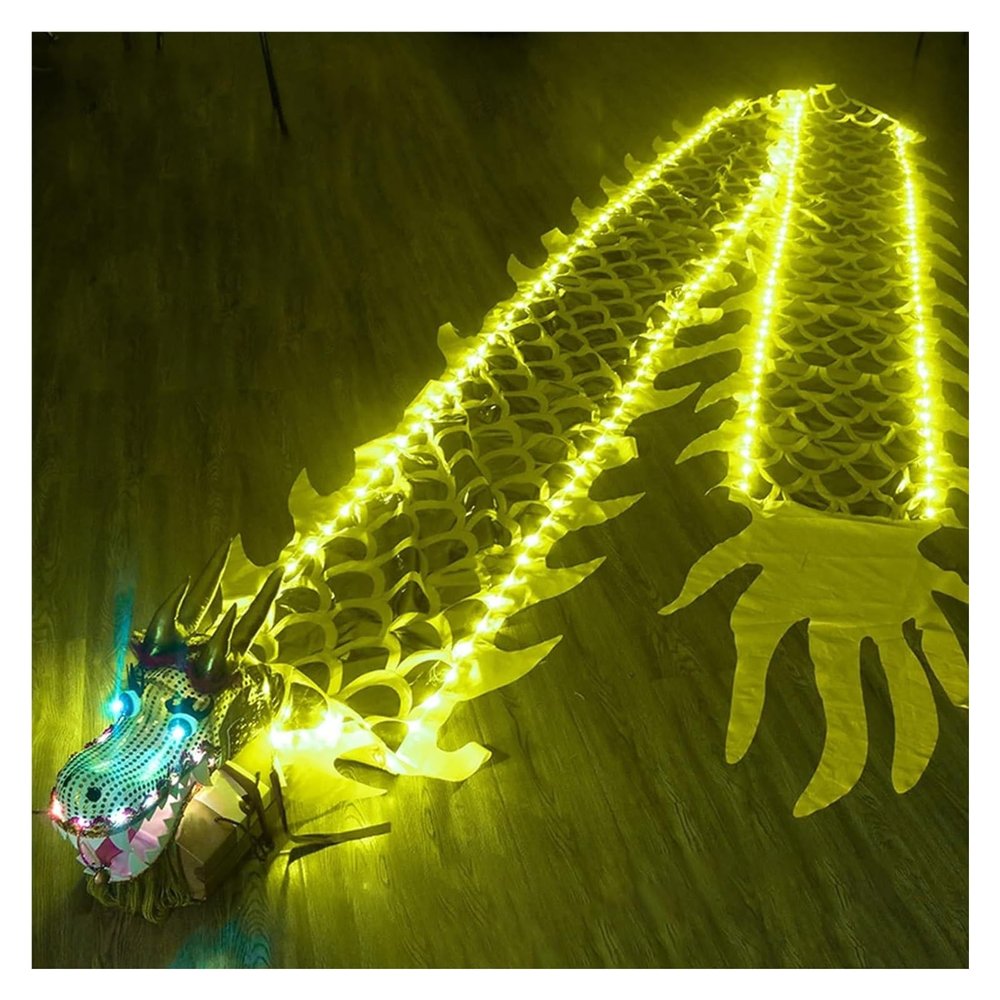OneGrifN Dragon Poi Outdoor,Silk Dragon Poi, Dragon Poi Illuminated Colorful Dragon Silk Ribbon Dancer Adult Dragon Poi Spinning Streamer(Yellow,Length - 6m/19.5ft)