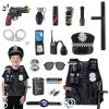 17Pcs Kids Police Officer Costume Set with Hat and Accessories, Cop Dress Up Outfit for Boys & Girls, Pretend Play Police Uniform with SWAT Vest and Whistle, Halloween Role Play Costume 5-10 years view 1