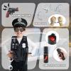 17Pcs Kids Police Officer Costume Set with Hat and Accessories, Cop Dress Up Outfit for Boys & Girls, Pretend Play Police Uniform with SWAT Vest and Whistle, Halloween Role Play Costume 5-10 years view 3