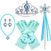 BIBUTY Princess Dress Up Accessories Princess Crown Tiara for Little Girls, Princess Tiara Glove Wand Toy Gift for 3-6 Girl (Ice Blue) view 1