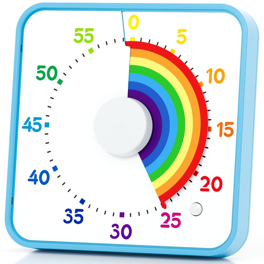Classroom Timer with 5 Musical Melody Alarms, Large Visual Timer for Teachers, Magnetic & Rainbow Pattern Ideal for Classroom Use & Kids, 8 Inches