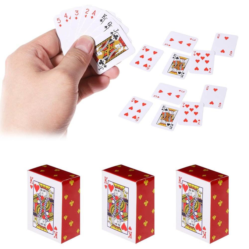 3 Decks Mini Playing Cards, Party Spoof Fun Smal Playing Cards, Miniature Poker Cards, Mini Poker Game for Adults, Party Favor, Tiny Deck of Novelty Party Gift for Par, Christmas, Halloween(Small)