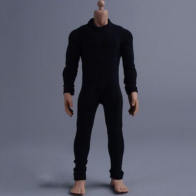 1/12 Scale Male Clothes, Black One-Piece Suit Sportswear Clothing Model for 6-inches Muscular Man Action Figure Broad-Shouldered Body, 1/12 Action Figure One-Piece Sportswear Jumpsuit Costume Outfit