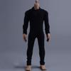 1/12 Scale Male Clothes, Black One-Piece Suit Sportswear Clothing Model for 6-inches Muscular Man Action Figure Broad-Shouldered Body, 1/12 Action Figure One-Piece Sportswear Jumpsuit Costume Outfit view 1