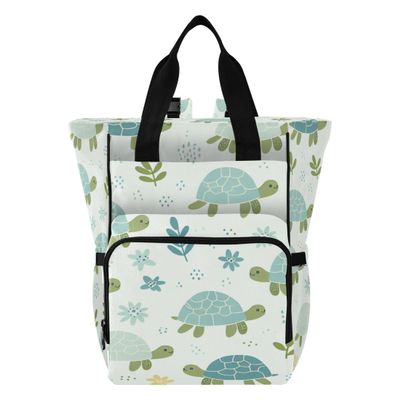 Burbuja Little Turtles Diaper Bag Backpack for Women Men, Large Travel Diaper Bag Tote with Stroller Straps & Insulated Pockets, Nursery Essential
