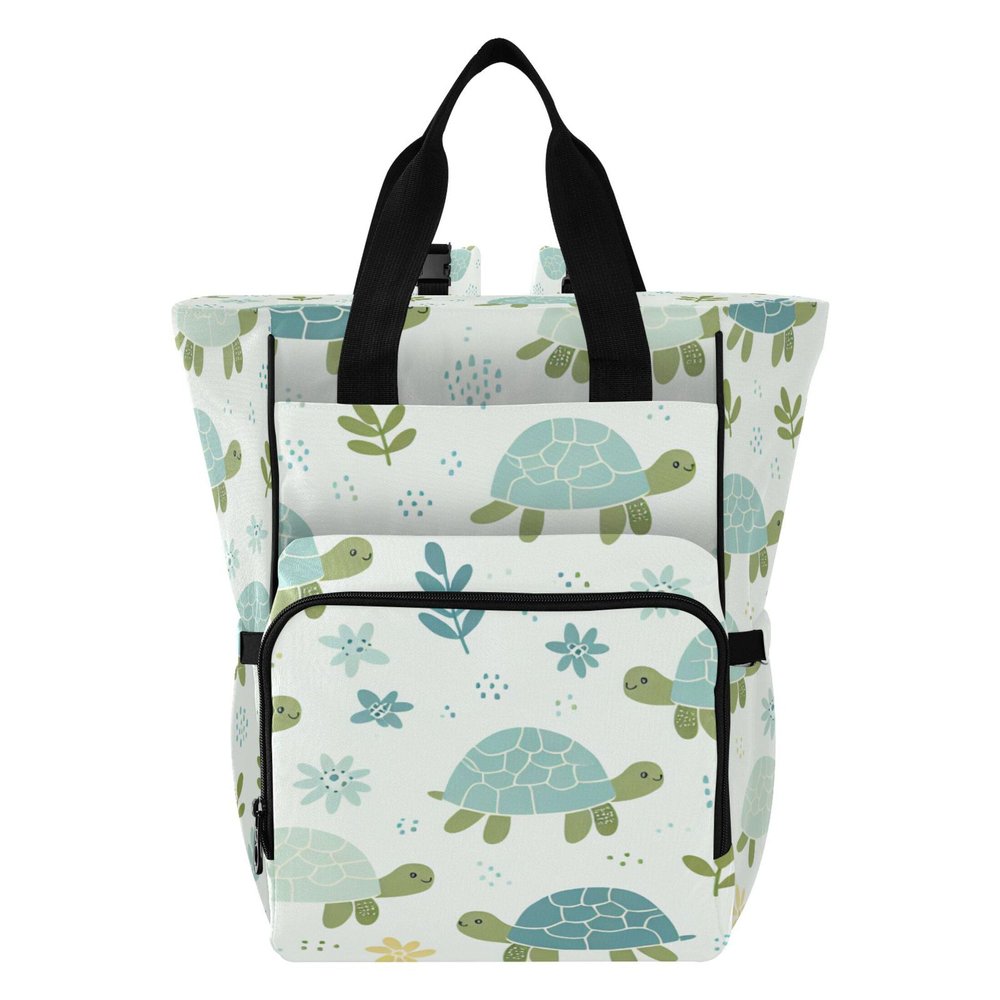 Burbuja Little Turtles Diaper Bag Backpack for Women Men, Large Travel Diaper Bag Tote with Stroller Straps & Insulated Pockets, Nursery Essential