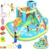 12.8x12FT Water Slide Bounce House for Kids, 12-in-1 Inflatable Water Park with Catch Ball Set/Toss Rings/Water Soaker Balls/Water Gun/Basketball/Splash Pool/Water Cannon/Climbing Wall/Basketball Hoop view 1