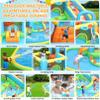 12.8x12FT Water Slide Bounce House for Kids, 12-in-1 Inflatable Water Park with Catch Ball Set/Toss Rings/Water Soaker Balls/Water Gun/Basketball/Splash Pool/Water Cannon/Climbing Wall/Basketball Hoop view 3