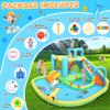 12.8x12FT Water Slide Bounce House for Kids, 12-in-1 Inflatable Water Park with Catch Ball Set/Toss Rings/Water Soaker Balls/Water Gun/Basketball/Splash Pool/Water Cannon/Climbing Wall/Basketball Hoop view 4