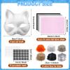Draupnir 6Pcs Therian Mask Kit Cat Fox Mask with Felt Fabric Sheet, Fur and Eye Mesh, DIY Blank White Paper Cat Face Mask to Paint view 2
