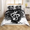 jejeloiu Music Bedding Set Toddler Size Guitar Instruments Comforter Cover for Boys Girls Teens Black White Duvet Cover Breathable Soft Lightweight MicrofiberNo Comforter view 1