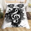 jejeloiu Music Bedding Set Toddler Size Guitar Instruments Comforter Cover for Boys Girls Teens Black White Duvet Cover Breathable Soft Lightweight MicrofiberNo Comforter view 3