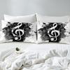 jejeloiu Music Bedding Set Toddler Size Guitar Instruments Comforter Cover for Boys Girls Teens Black White Duvet Cover Breathable Soft Lightweight MicrofiberNo Comforter view 4