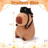 Achwishap Capybara Plush,Capybara Stuffed Animal Cute Plushies,Capybara Plush Toys,Kawaii Plushie Stuffed Toy with Black Cat Backpack Plushies Gifts for Kids Adults Birthday Valentines,Brown 14 view 3