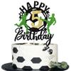1 Pack Soccer Happy 5th Birthday Cake Topper Sport Soccer Ball Cake Picks for Football Theme Kids 5th Birthday Party Cupcake Decorations Supplies view 1