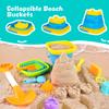 AuntyFey Collapsible Beach Toys for Kids Ages 4-8, Sand Toys for Toddlers Ages 3-4-8, Beach Toy Set with Collapsible Beach Buckets, Sandbox Toy for Kids with Castle Sand Mold and Large Shovels view 3
