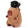 Achwishap Capybara Plush,Capybara Stuffed Animal Cute Plushies,Capybara Plush Toys,Kawaii Plushie Stuffed Toy with Black Cat Backpack Plushies Birthday Gifts for Kids Adults,Brown 9.1 view 1