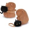 Achwishap Capybara Plush,Capybara Stuffed Animal Cute Plushies,Capybara Plush Toys,Kawaii Plushie Stuffed Toy with Black Cat Backpack Plushies Birthday Gifts for Kids Adults,Brown 9.1 view 2