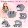 5 PCS Grey Cat Plush Stuffed Animal Family-15.8" Large Grey Cat Plush, Cat Mommy Cat with 4 Baby Kittens Cat Plushies for Kids, Kawaii Cat Plush Toy Christmas Birthday Gifts for Kids Boys Girls view 2