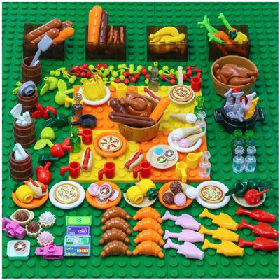BrickBounty 220 Pcs Classic Food Building Toy Set, Pretend Play Food for Bricks Friends City Farm Series, Imaginative Gift Building Block Toys for Boy and Girl