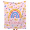 JOCASA Pets Rainbow Pink Personalized Blanket Gifts Cozy Flannel Lightweight Custom Name Blankets Throws for Pets Boys/Girls Adult Sofa Bed 30"x40" for Pets view 1