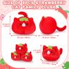 5 PCS Strawberry Cat Plush Stuffed Animal Family-19" Soft Strawberry Cat Plush, Large Mommy Plushies with 4 Baby Kittens Plushies, Kawaii Plushie Toy Christmas Birthday Gifts for Kids Boys view 2