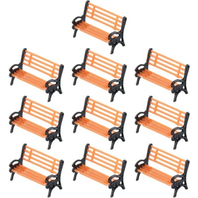 10pcs Benches Model for MINI Plastic Benches Park Street Bench Chair Model Scenery Decoration for Fairy Garden Decor, Dollhouse Furniture