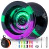 MAGICYOYO N11 Professional Yoyo  Unresponsive Design for Adult Tricks, Suitable Yoyo for Kids 8-12 or Above, Dual-Purpose Responsive Bearing, 12 Extra Strings, Case, Bearing Kit - Black Green Purple view 1