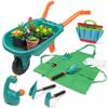 TINYLENS Kids Wheelbarrow with Garden Tool Set, Outdoor Toys Gardening Set for Toddlers 3+, Watering Can, Gloves, Hand Hoe, Washable Apron, Shovel and Fork, Gift for Boys Girls (Green) view 1