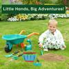 TINYLENS Kids Wheelbarrow with Garden Tool Set, Outdoor Toys Gardening Set for Toddlers 3+, Watering Can, Gloves, Hand Hoe, Washable Apron, Shovel and Fork, Gift for Boys Girls (Green) view 2