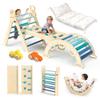 BlueWood Pikler Triangle Set with Cushion - Climbing Toys for Toddlers 9-in-1, Montessori Philosophy Play Jungle Gym with Arch, Ramp, Ladder (Blue) view 1
