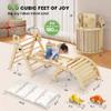 BlueWood Pikler Triangle Set with Cushion - Climbing Toys for Toddlers 9-in-1, Montessori Philosophy Play Jungle Gym with Arch, Ramp, Ladder (Natural Color) view 2