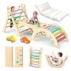 BlueWood Pikler Triangle Set with Cushion - Climbing Toys for Toddlers 9-in-1, Montessori Philosophy Play Jungle Gym with Arch, Ramp, Ladder (Rainbow) view 1