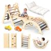 BlueWood Pikler Triangle Set with Cushion - Climbing Toys for Toddlers 9-in-1, Montessori Philosophy Play Jungle Gym with Arch, Ramp, Ladder (Pink) view 1